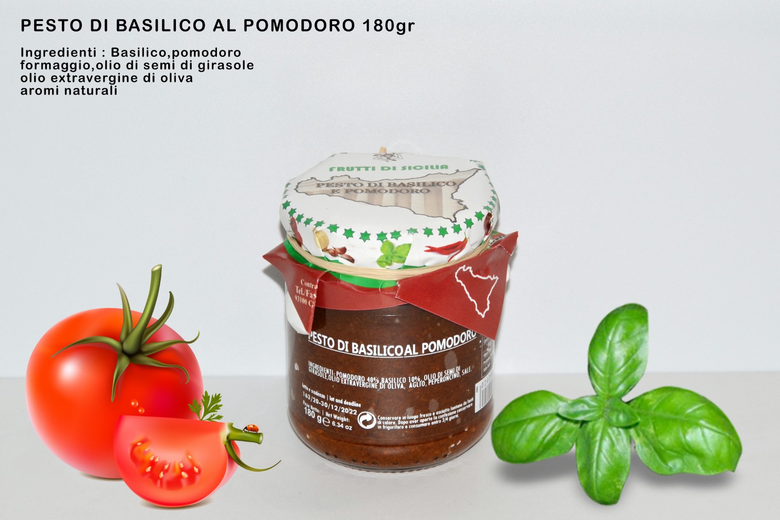 Pesto di Basilico al Pomodoro 180 gr.