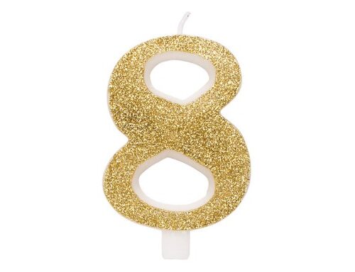 Candele a numero Glitter Oro - Givitalia. - 8