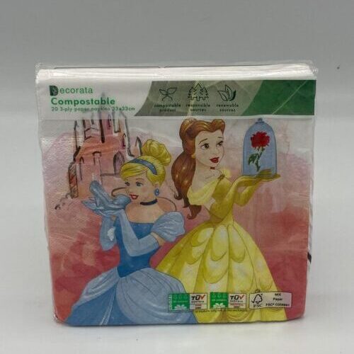 20 Tovaglioli  tema Principesse Disney- COMPOSTABILI.