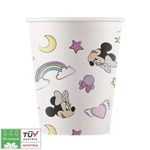 8 Bicchieri  Minnie Unicorno  ( 19,5cm) - COMPOSTABILI -