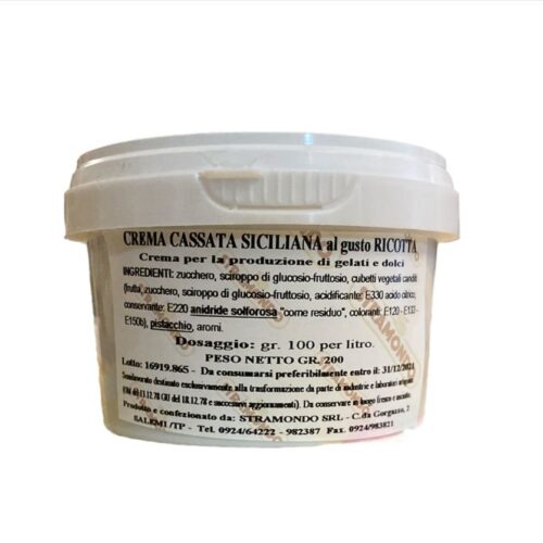 Preparato Semilavorato per Gelati e Dolci - CASSATA SICILIANA alla RICOTTA 200 g -  Stramondo .