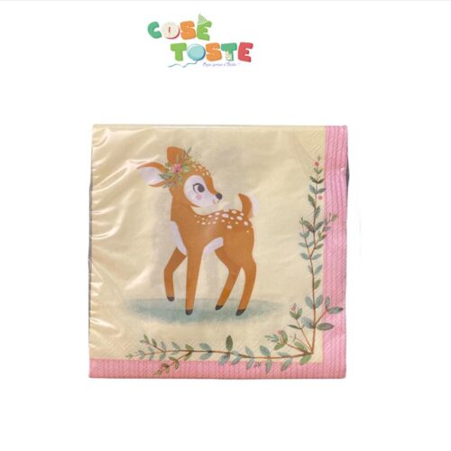 16 Tovaglioli tema Bambi, 33x33 .