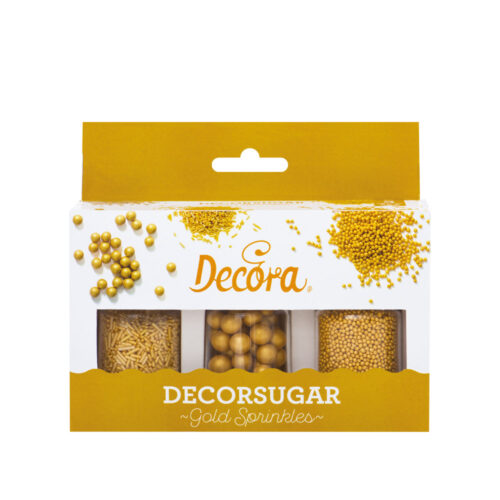 Set 3 decorazioni in zucchero golden sprinkles - Decora
