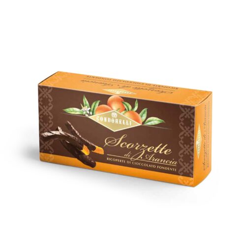 Scorzette D'Arancia Candite  con Cioccolato Fondente -80g - Condorelli.