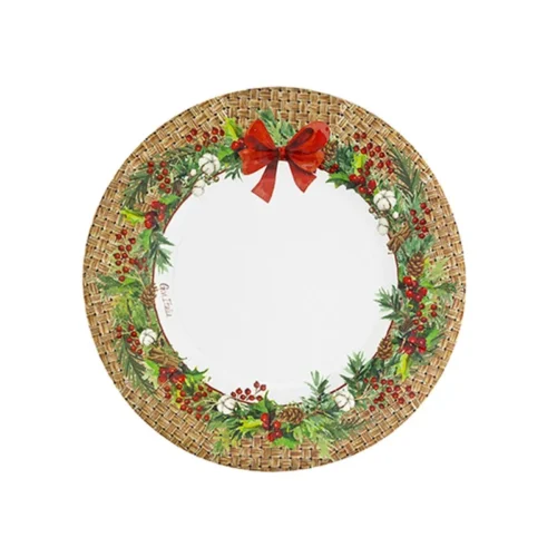 piatto dessert 21cm christmas rattan 8pz