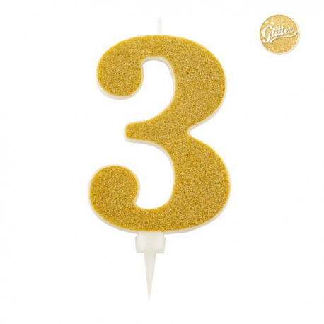 CANDELA 3 ORO GLITTER GIVI